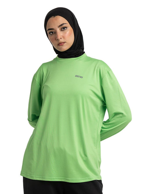 Green Sporting Long - Sleeve T-Shirt - Khotwh