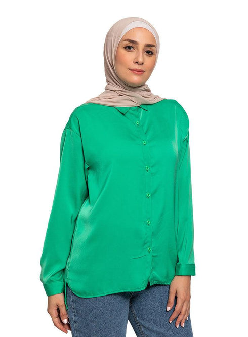 Green S.Satin Blouse - Khotwh