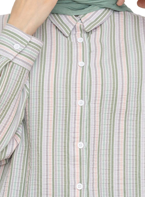 Green Stripped Over - Size Shirt - Khotwh