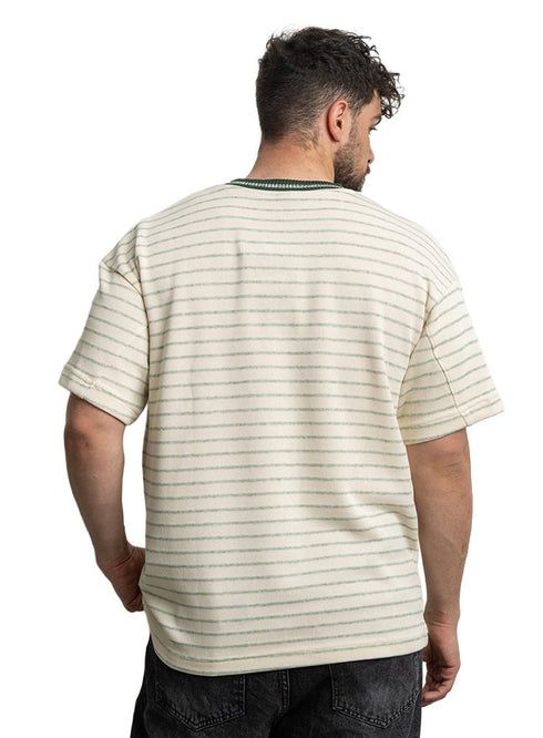 Green*off - white Design 3042 NF - Striped Round T-Shirt - Khotwh