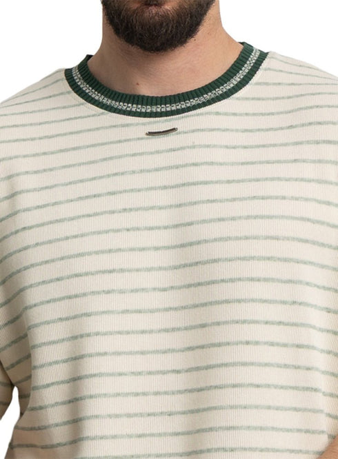 Green*off - white Design 3042 NF - Striped Round T-Shirt - Khotwh