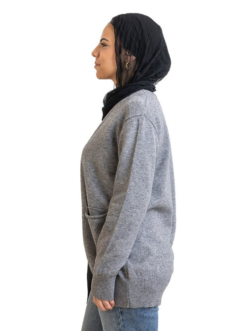 Grey Andy - Basic Pocket Cardigan - Khotwh