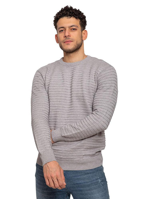 Grey D - Round Striped Pullover - Khotwh