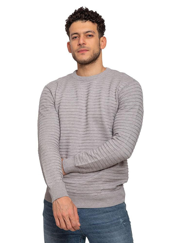Grey D - Round Striped Pullover - Khotwh