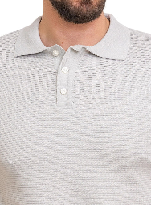 Grey Design 01016Knit Polo Neck - T-Shirt - Khotwh