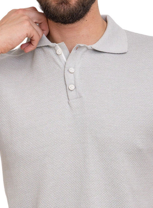 Grey Design 01018Knit Polo Neck - T-Shirt - Khotwh