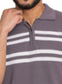 Grey Design 01050Knit Polo Neck Zipper - T-Shirt - Khotwh