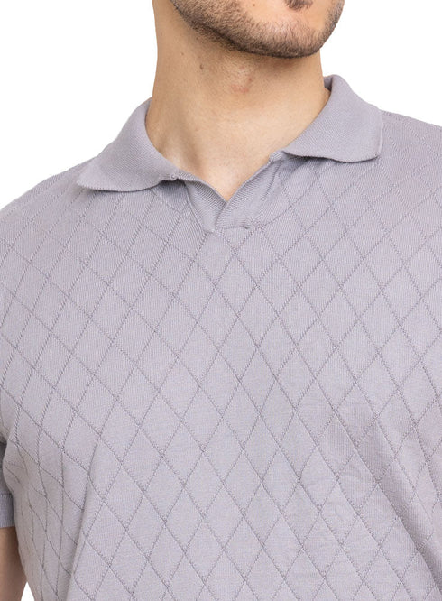 Grey Design 22 - F - Polo Neck T-Shirt - Khotwh