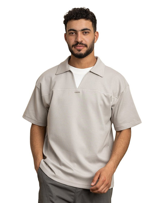 Grey Design 4015 NF - Polo Neck T-Shirt - Khotwh