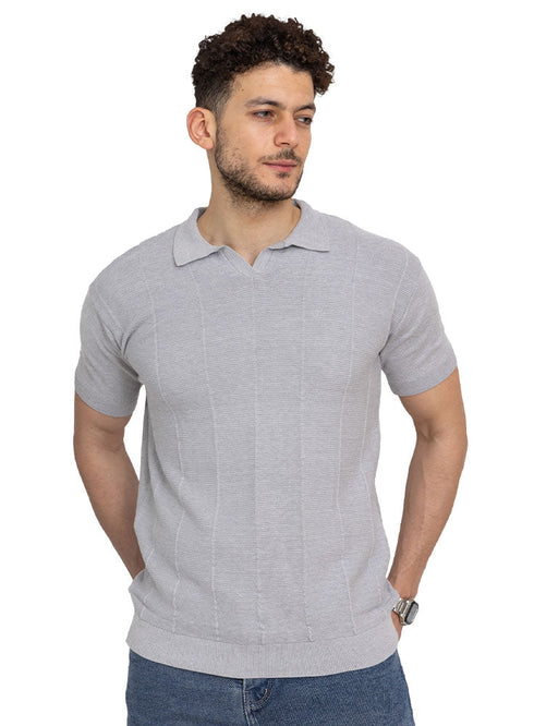 Grey Design 9 - F - Polo Neck T-Shirt - Khotwh