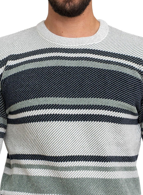 Grey - Design116 Br - Striped Pullover - Khotwh