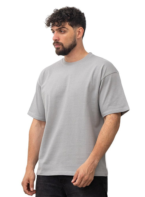 Grey K - Oversize Round T-Shirt - Khotwh