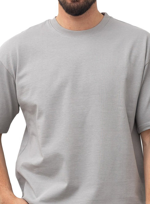 Grey K - Oversize Round T-Shirt - Khotwh