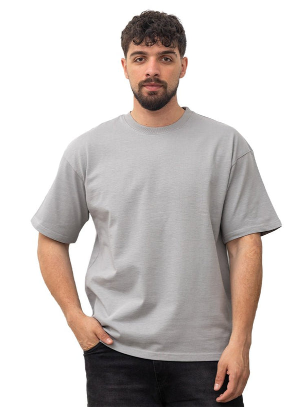 Grey K - Oversize Round T-Shirt - Khotwh
