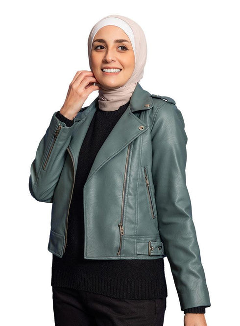 Grey Leather Jacket - Khotwh