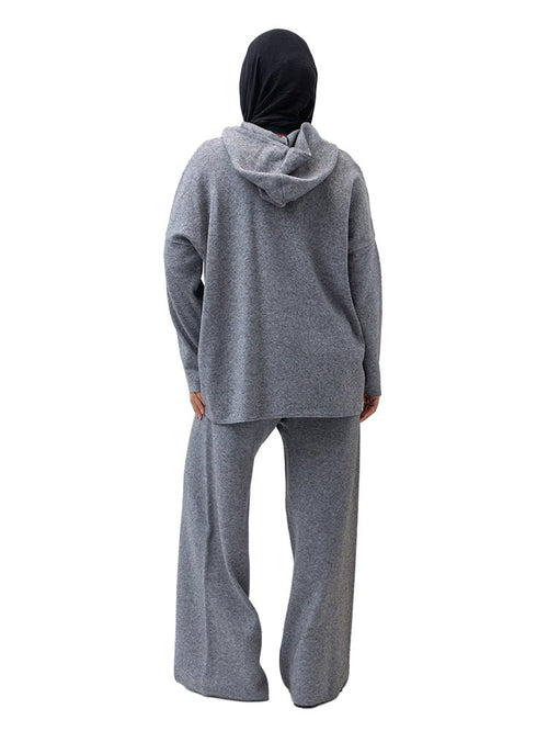 Grey Over Size Knitted Suit - Khotwh