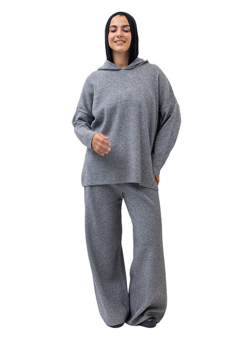 Grey Over Size Knitted Suit - Khotwh