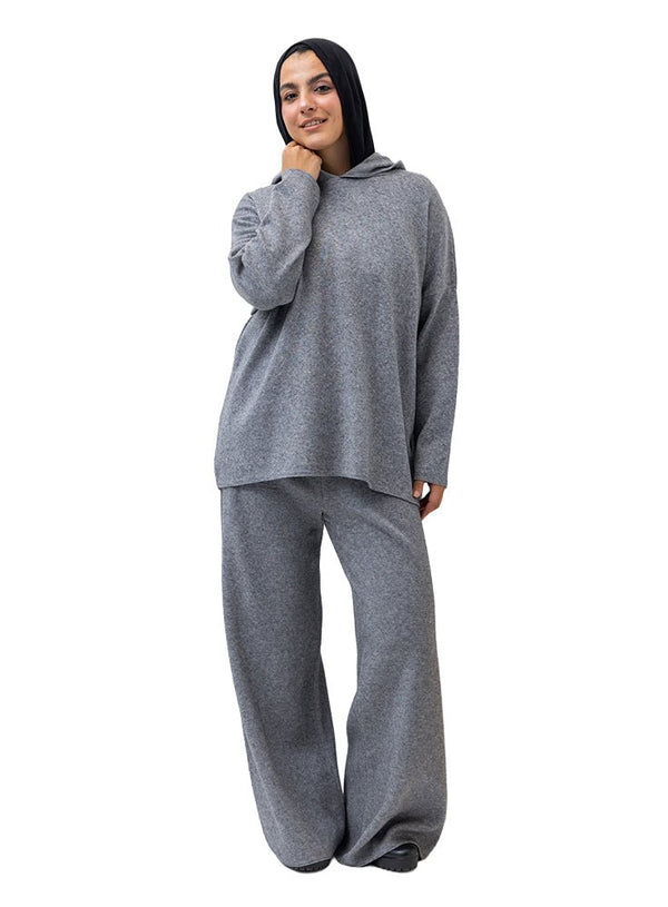 Grey Over Size Knitted Suit - Khotwh