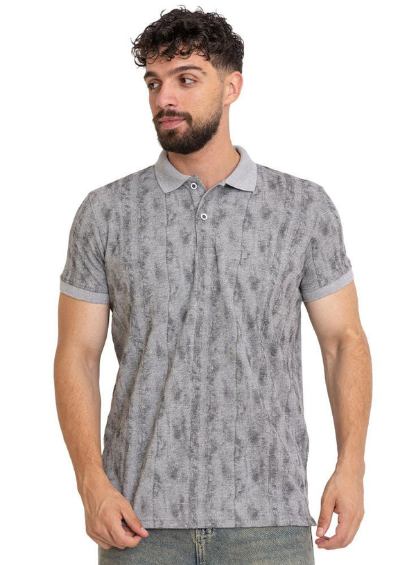 Grey Printed Polo Design 5 - Khotwh
