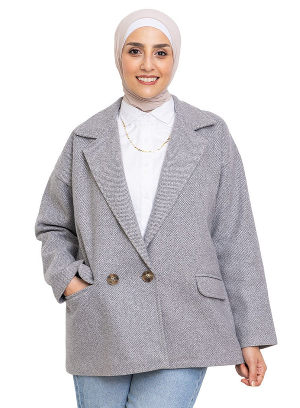 Grey RD - Jacquard Feather Blazer - Khotwh