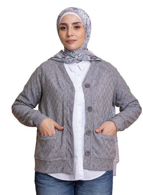 Grey RD - Patterned Sweater - Khotwh