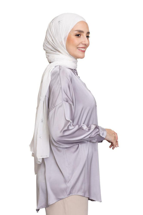 Grey Satin Blouse - Khotwh