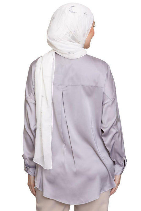 Grey Satin Blouse - Khotwh