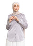 Grey Satin Collar Blouse - Khotwh