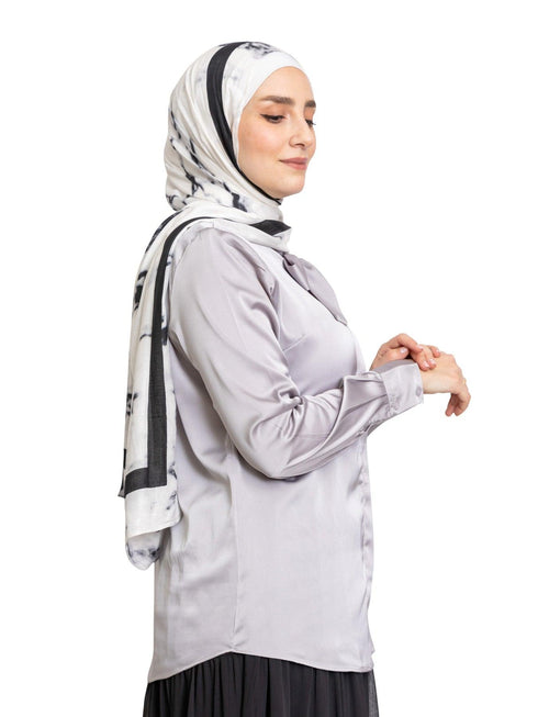 Grey Satin Tape Blouse - Khotwh