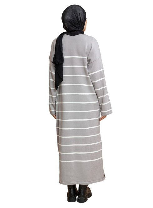Grey Short - Striped Dress - Khotwh