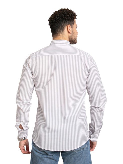 Grey Striped Oxford Shirt - Khotwh
