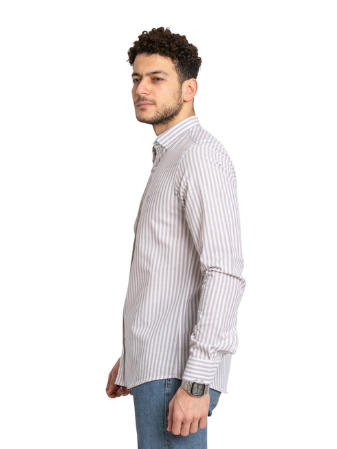 Grey Striped Oxford Shirt - Khotwh