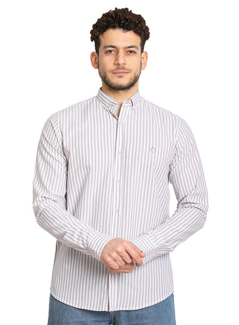 Grey Striped Oxford Shirt - Khotwh