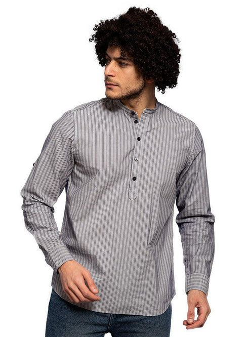 Grey Striped Shirt - Khotwh