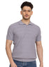 Grey striped zigzag - F - Polo Neck T-Shirt - Khotwh
