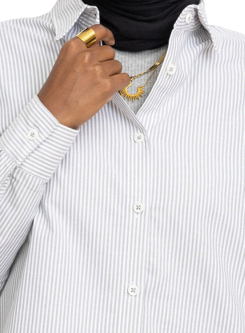 Grey Stripped Over - Size Shirt - Khotwh