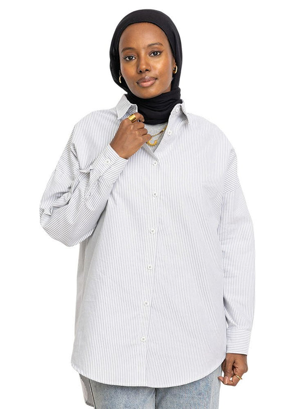 Grey Stripped Over - Size Shirt - Khotwh