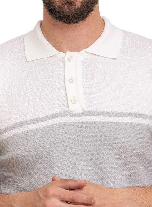 Grey*White Design 01009Knit Polo Neck - T-Shirt - Khotwh