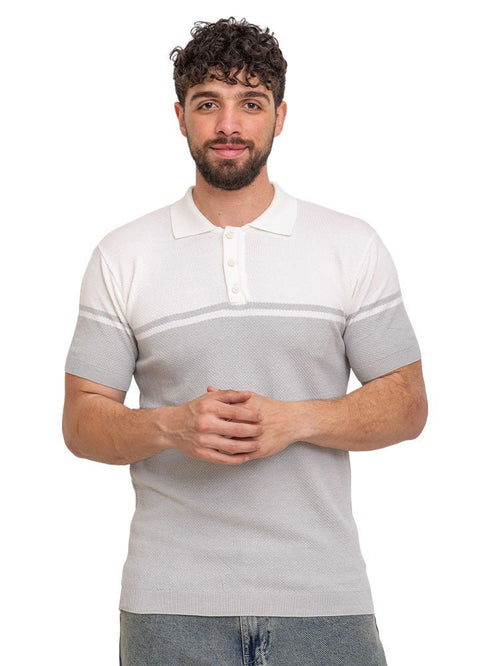 Grey*White Design 01009Knit Polo Neck - T-Shirt - Khotwh