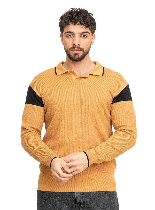 Hafan F - Striped Polo Neck Pullover Design 1 - Khotwh