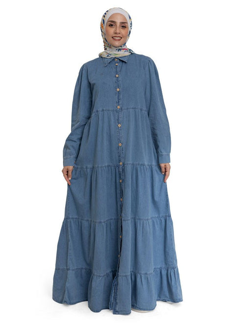 Ice Button Denim Dress - Khotwh