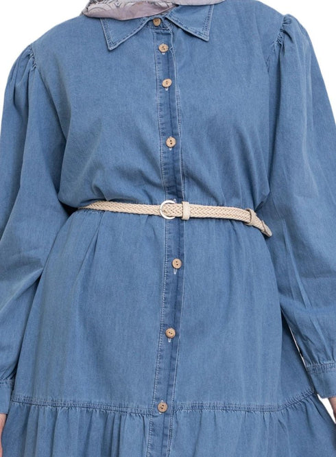 Ice Button Denim Dress - Khotwh