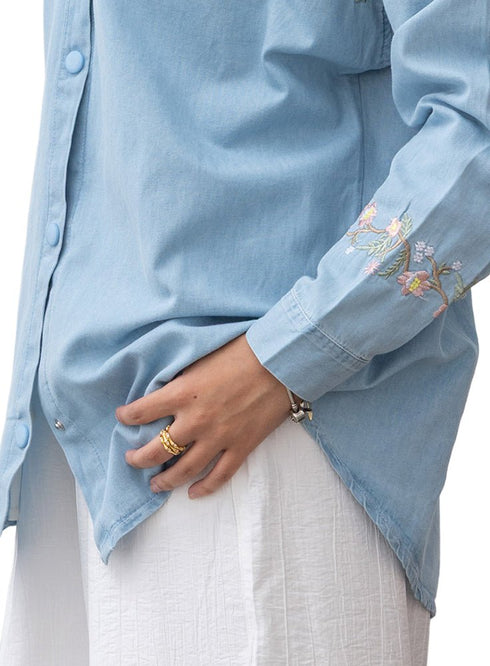 Ice Embroidered Denim Shirt - Khotwh