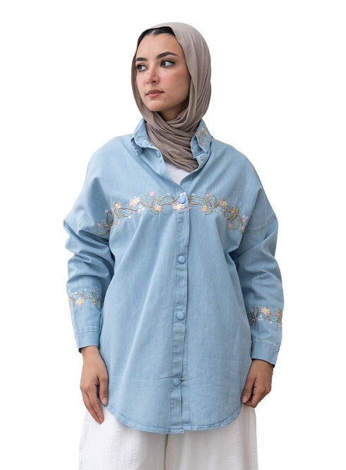 Ice Embroidered Denim Shirt - Khotwh