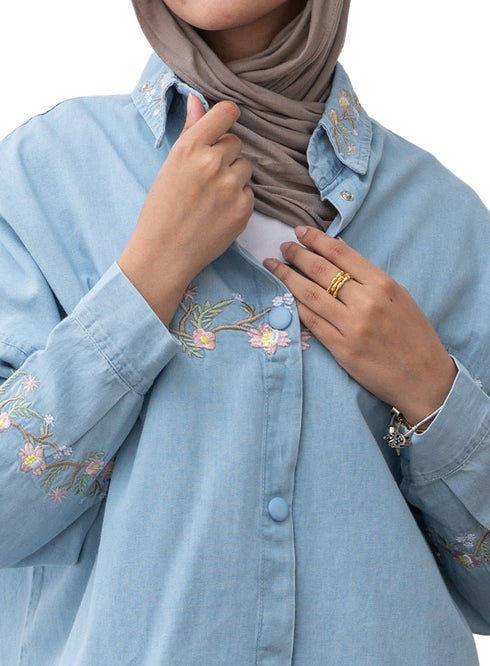 Ice Embroidered Denim Shirt - Khotwh