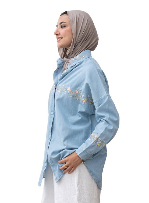 Ice Embroidered Denim Shirt - Khotwh
