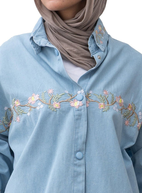 Ice Embroidered Denim Shirt - Khotwh