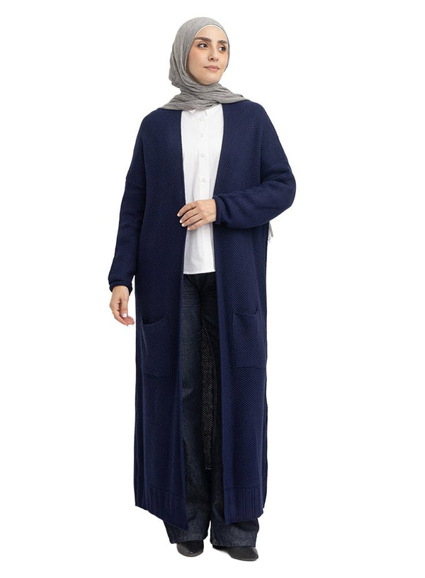 Indigo Cell-knitted-Long Cardigan - Khotwh