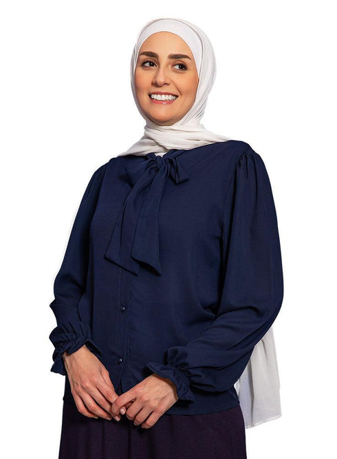 Indigo Cornice Cuff Blouse - Khotwh