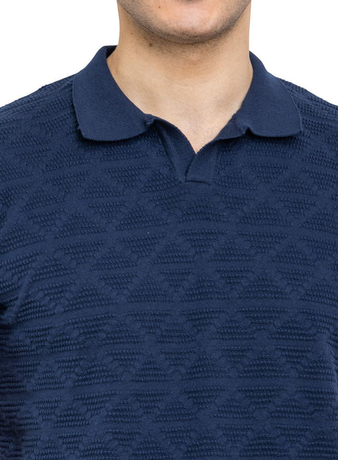 Indigo Design 1 - F - Polo Neck T-Shirt - Khotwh